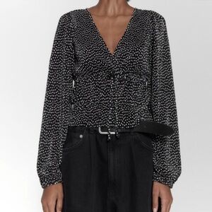 ZARA Black & White Polka Dot Women's Top